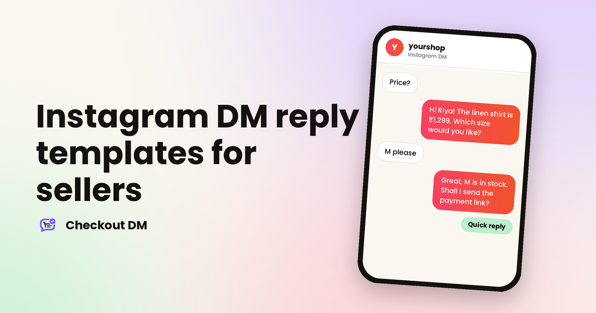 A phone showing a short, friendly seller reply in an Instagram DM